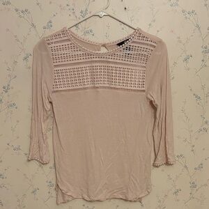 H&M Light Pink Crochet Accent Blouse